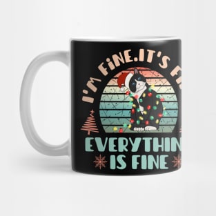 I'm fine.It's fine. Everything is fine.Merry Christmas  funny cat and Сhristmas garland Mug